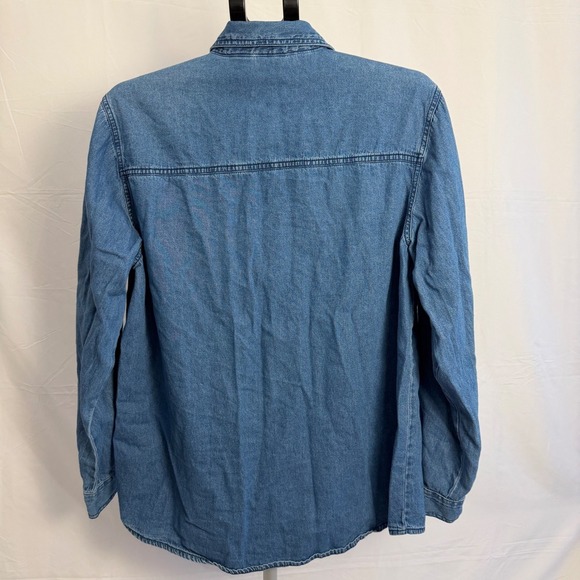 Vintage Denim Christmas Shirt Teddy Bear Holiday Button Down Long Sleeve - Picture 2 of 6